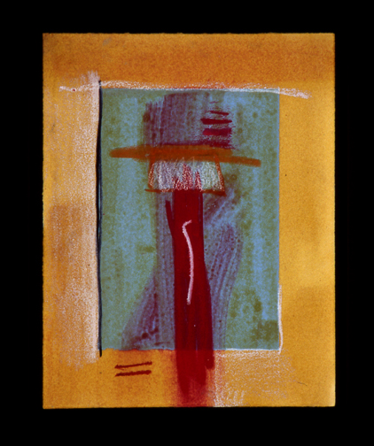 color oil painting with varnish, abstracted road sign