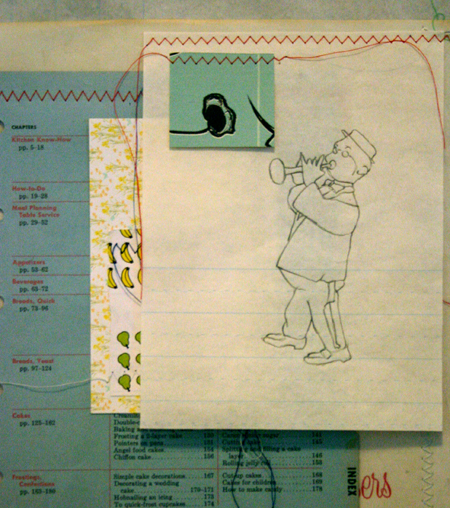 drawing, mother hands - lithography, sewing, collage, job sleeve, gloves filled with sand
