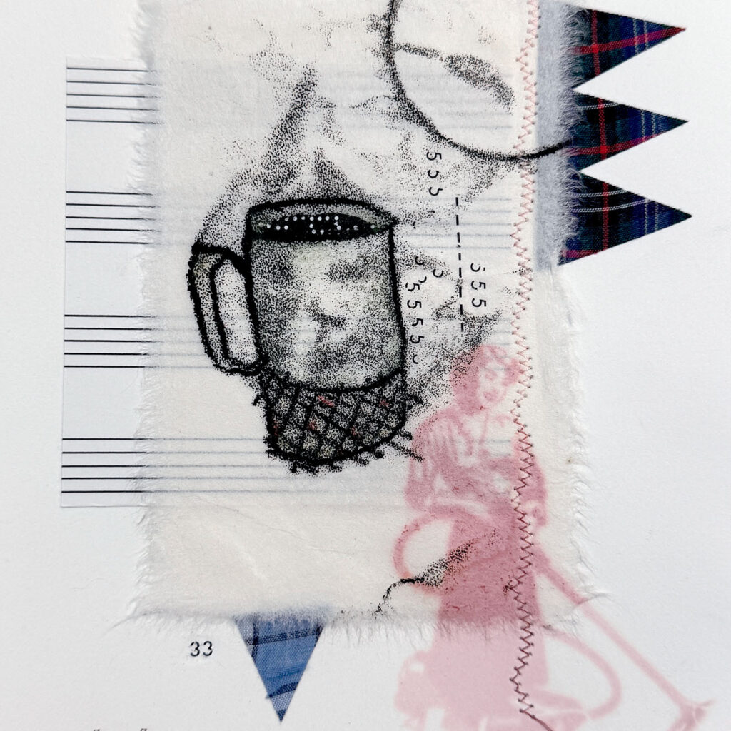 mixed-media print & collage with sewing