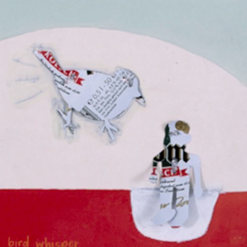 alternative book in record box with mixed-media collage and oil paint on archival cotton rag paper