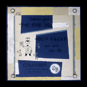 alternative book in record box with mixed-media collage and oil paint on archival cotton rag paper