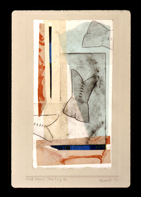 copper plate etching on cotton rag paper, paper collé - underwear series